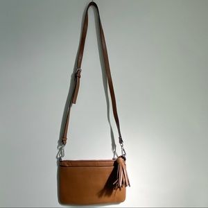 J Jill Brown Genuine Leather Crossbody Purse with Tassel